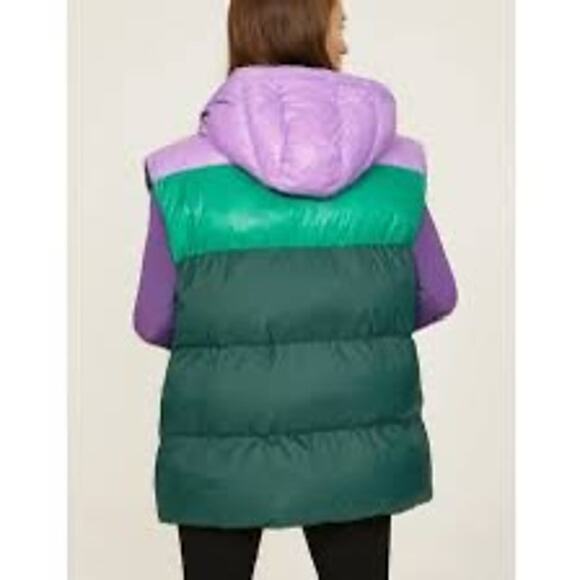 OOF Colorblock Oversized Puffer Vest in Green Purple Size 44 US Size 8 - Picture 3 of 7